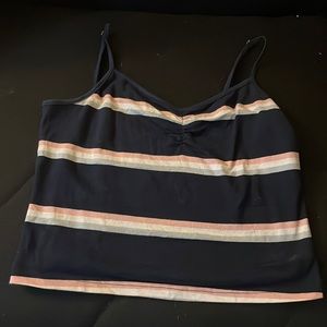 Women’s Small Cropped Navy Blue Tank Top - W/ Adjustable Straps